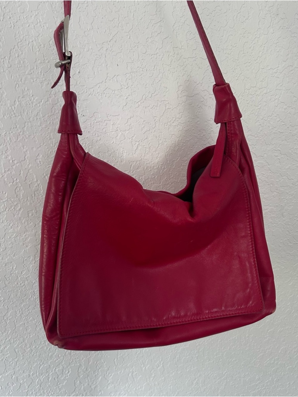 Italian Red Leather Shoulder Bag - Women